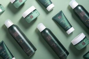 collage with Rituals green set cosmetics ritual of jing , As,Belgium, June 14,2022. High quality photo