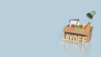 The equipment in paper Box for Layoff concept 3d rendering. photo