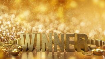 The winner text on gold Background 3d rendering. photo