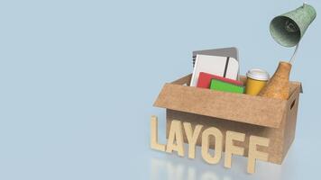 The equipment in paper Box for Layoff concept 3d rendering. photo