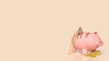 The Pink piggy bank for earn or saving concept 3d rendering. photo
