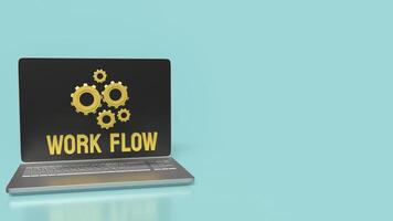 The Gear and work flow text for Business concept 3d rendering. photo