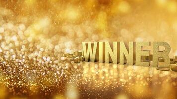 The winner text on gold Background 3d rendering. photo