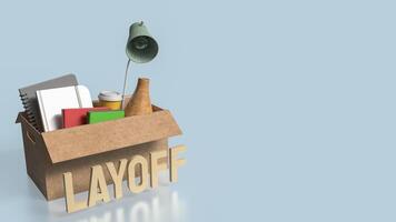The equipment in paper Box for Layoff concept 3d rendering. photo