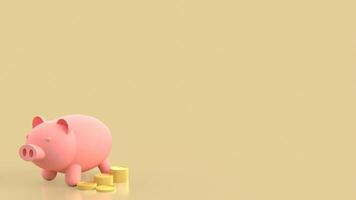 The piggy bank and coins for saving or earn concept 3d rendering. photo