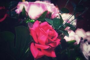 silk flower decorations from realistic imitation florals in landscape mode photo