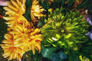 silk flower decorations from realistic imitation florals photo