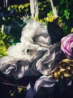 silk flower decorations from realistic imitation florals photo
