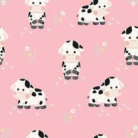 Pattern illustration of randomly scattered cows in childish style. Art for wallpaper, fabric print, decoration, etc. vector