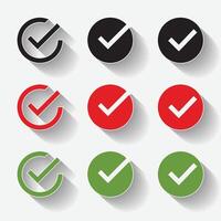 Isolated shadow checklist logo icon design with green, red and black color vector