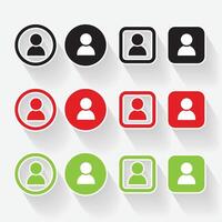 Isolated shadow user logo icon design with green, red and black color vector