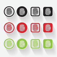 Isolated shadow authentication or fingerprint logo icon design with green, red and black color vector