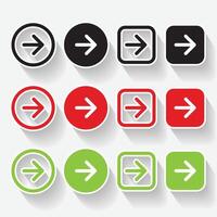 Isolated shadow arrow button logo icon design with green, red and black color vector