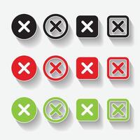 Isolated shadow cross list logo icon design with green, red and black color vector