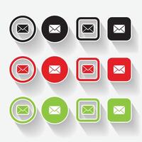 Isolated shadow message logo icon design with green, red and black color vector
