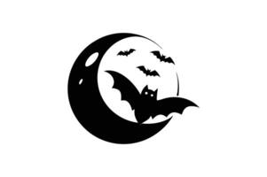 Spooky Halloween with moon and bats. Perfect for festive printables and designs vector