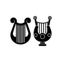 Harp and lyre art in cartoon and line art style, perfect for music-themed designs vector