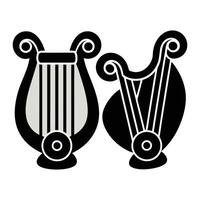 Harp and lyre art in cartoon and line art style, perfect for music-themed designs vector