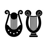 Harp and lyre art in cartoon and line art style, perfect for music-themed designs vector