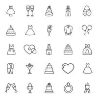 Wedding icons set. Line set of icons editable stroke on white background vector