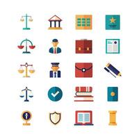 Law and Justice flat color icon set vector