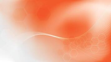Abstract white and orange color, modern design background with hexagonal shape and wavy lines. illustration. vector