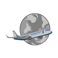 illustration of airplane and globe vector