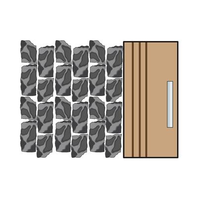 illustration of wall with door
