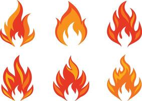 Fire symbol silhouette image set on transparent background vector