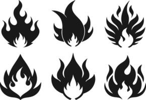 Fire symbol silhouette image set on transparent background vector