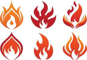 Fire symbol silhouette image set on transparent background vector