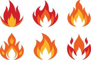 Fire symbol silhouette image set on transparent background vector