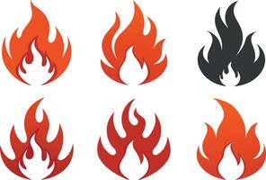 Fire symbol silhouette image set on transparent background vector
