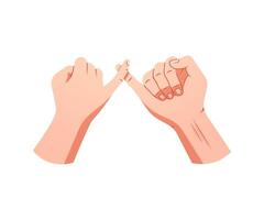 Hands to Pinky promise isolated on white background. vector