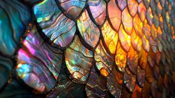 Abstract stained glass with vibrant iridescent shell colors and organic abalone patterns. Rich blend photo