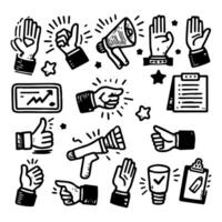 doodle hands up,Hands clapping. applause gestures. clapping. vector