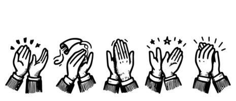 doodle hands up,Hands clapping. applause gestures. clapping. vector