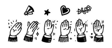doodle hands up,Hands clapping. applause gestures. clapping. vector