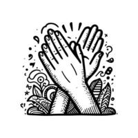 doodle hands up,Hands clapping. applause gestures. clapping. vector