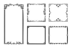 collection frames, hand drawn ink elements on white background vector