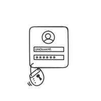 hand drawn doodle user name pasword bar form authentication bar illustration vector