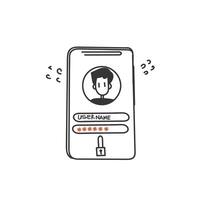 hand drawn doodle user name pasword bar form authentication bar illustration vector