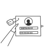 hand drawn doodle user name pasword bar form authentication bar illustration vector