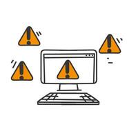 hand drawn doodle website warning with exclamation mark sign vector