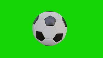 Football Soccer Ball Rotating Spin Animation On Chroma Key Green Screen. 4K Resolution video