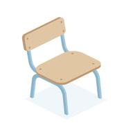 Isometric school chair. Object isolated on white background. vector