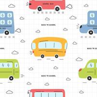 Seamless childish pattern with funny buses vector