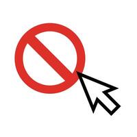 Mouse cursor and stop sign. Not clickable. vector