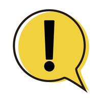 Exclamation icon in a round speech bubble. vector