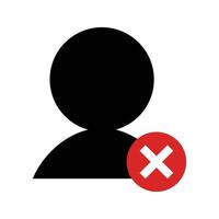 User silhouette icon and banned symbol icon vector
